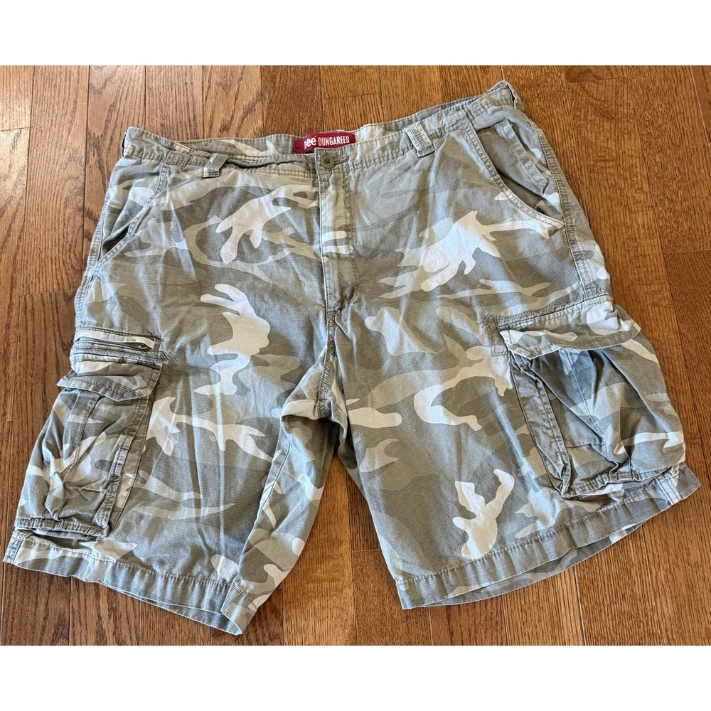Lee Dungarees Mens Camo Cargo Shorts Brown Tan Camouflage 40 Utility Y2K Grunge